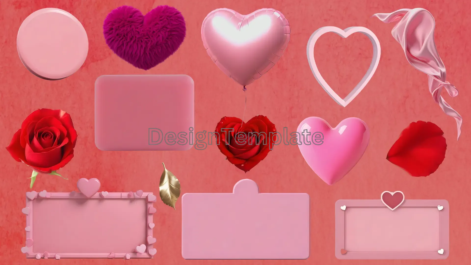 Romantic 3D Poster Elements for Graphic Design